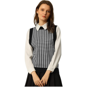 NWOT Allegra K Houndstooth Sweater Vest Size XL